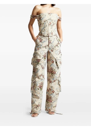 Manière De Voir Anne floral-jacquard cargo pants - Neutrals