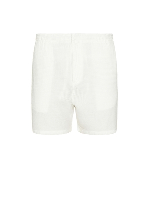 Lacoste Waffle Monochrome Elasticated Textured Shorts in Cream. Size 5. Also in 6.