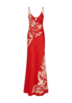 Rebecca Vallance Tallara chain-embellished floral maxi dress - Red