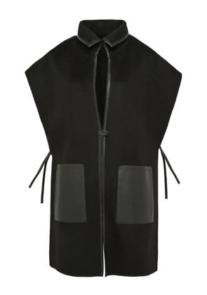 Yves Salomon double-sided leather-wool bib - Black