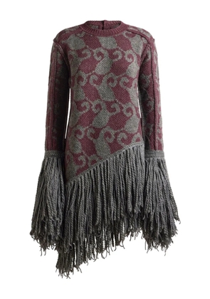 ETRO knitted-jacquard fringe mini dress - Grey