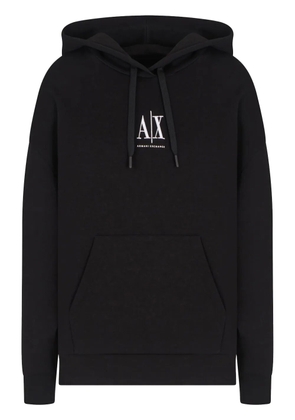 Armani Exchange logo-embroidered hoodie - Black