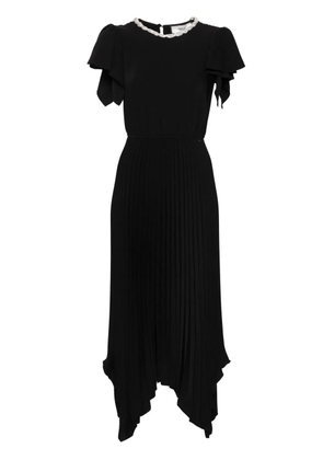 NISSA crystal-embellished pleated midi dress - Black