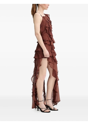 ALOHAS ruffled asymmetric party dress - Brown