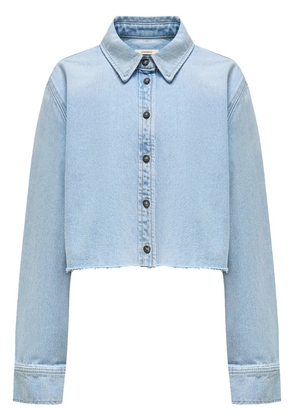 12 STOREEZ cropped organic-cotton denim shirt - Blue