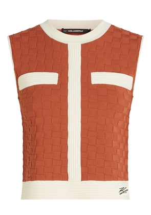 Karl Lagerfeld contrast-piping sleeveless top - Orange