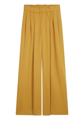DRIES VAN NOTEN wide-leg pleated cotton trousers - Yellow