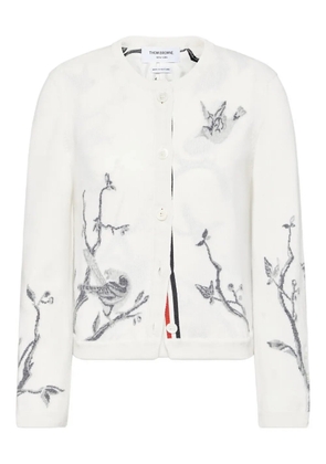 Thom Browne Scenic Birds intarsia cashmere cardigan - White