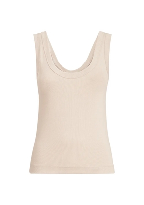 Brunello Cucinelli Stretch cotton ribbed jersey top with monili - Neutrals