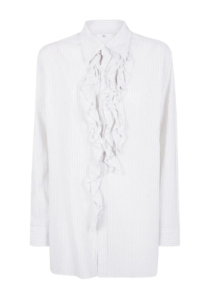 Y's pinstriped ruffle shirt - Neutrals
