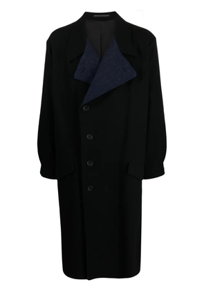 Yohji Yamamoto notcheded-lapel felted trench coach - Black