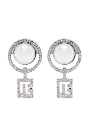 Balmain Pre-Owned Art Deco clip-on earringssilver-tone polished finish clip-on design round-cut white crystals faux-pearl embellishment These earri...