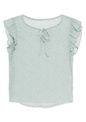 To b. by agnès b. Clover Print Frill blouse - Green