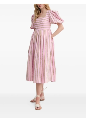 Stine Goya puff-sleeve striped dress - Pink