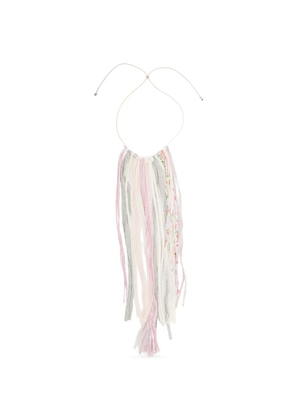Open YY fringed necklace - Pink