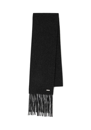 SANDRO fringed logo-plaque scarf - Grey