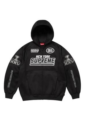 Supreme logo-patch zip-fastening hoodie - Black