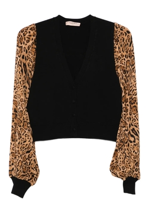 TWINSET leopard-print sleeve cardigan - Black