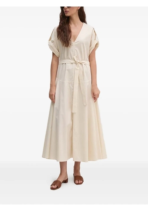 Sandro Ferrone belted V-neck midi dress - Neutrals