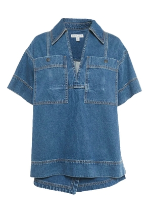 Shona Joy V-neck polo-collar top and shorts - Blue