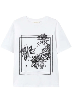 TWINSET sequin embroidery cotton t-shirt - White