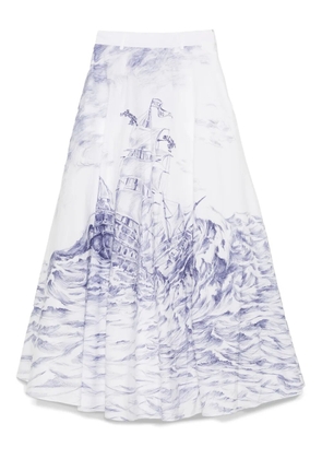 Moschino x Popeye and Olive Oyl illustration-style-print maxi skirt - White