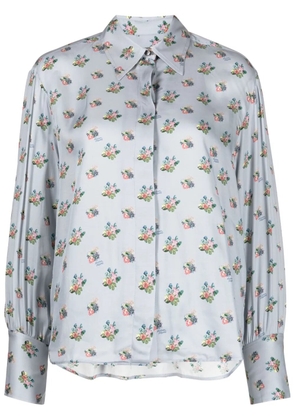Maison Kitsuné floral-print twill shirt - Blue