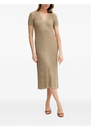 TWINSET metallic-knit buttoned midi dress - Neutrals