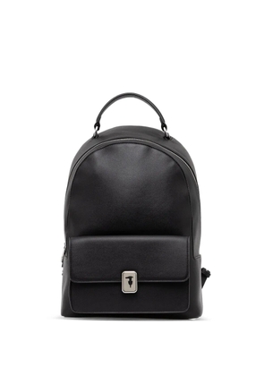 Trussardi flap-pocket leather backpack - Black