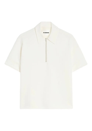 Jil Sander embroidered-logo zip polo shirt - Neutrals