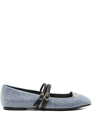 LIU JO crystal-embellished double-strap ballet flats - Blue