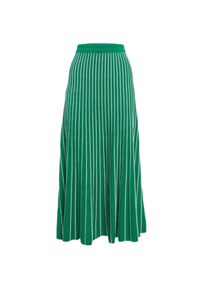 SANDRO striped pleated midi skirt - Green