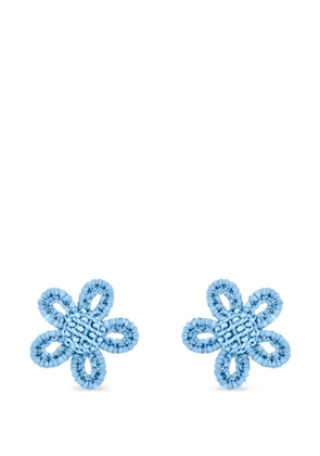 Oscar de la Renta beaded flower earrings - Blue