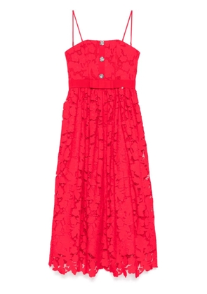 NISSA floral-lace midi dress - Red