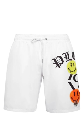 Philipp Plein logo-print swim shorts - White
