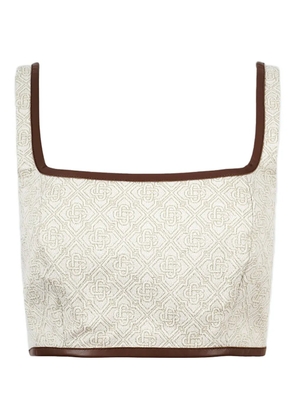 Casablanca geometric-pattern square-neck top - White