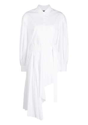 Juun.J asymmetric pleated mini shirtdress - White