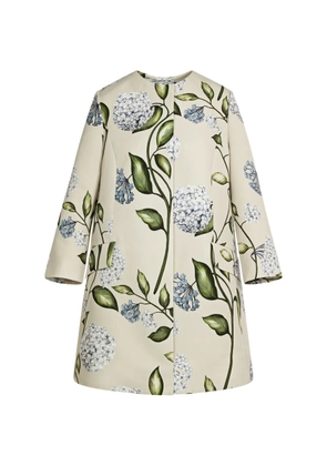 Oscar de la Renta porcelain-flower crew-neck coat - Neutrals