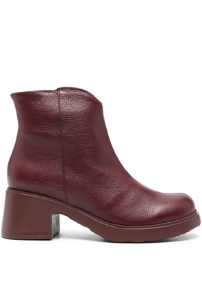 wonders 60mm leather block-heel ankle boots - Red