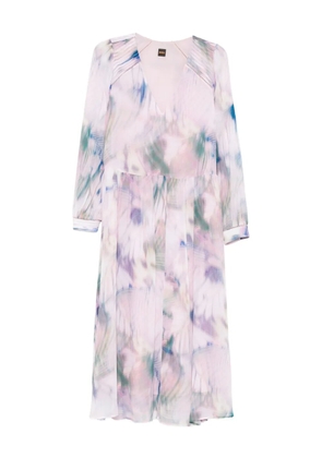 BOSS long-sleeve V-neck midi dress - Pink