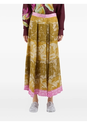 Pierre-Louis Mascia Aloe panelled print skirt - Yellow