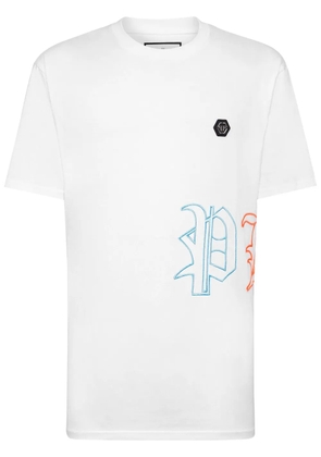 Philipp Plein logo-embroidered cotton T-shirt - White