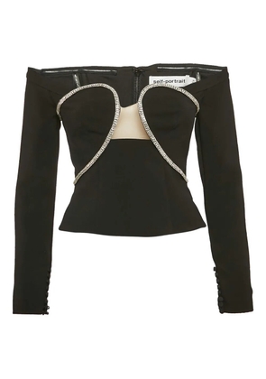 Self-Portrait crystal-embellished strapless top - Black