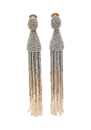 Oscar de la Renta Pre-Owned 1990s beaded tassel earrings - Silver
