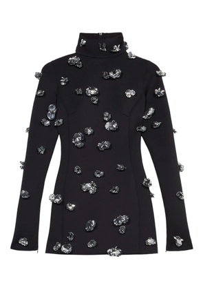 Blumarine flower-embellished mini dress - Black