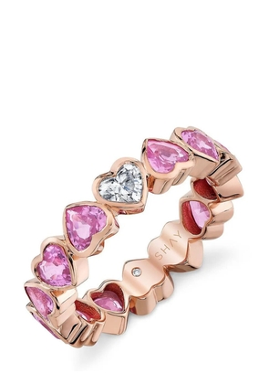 SHAY 18kt rose gold, pink sapphire and diamond heart ring