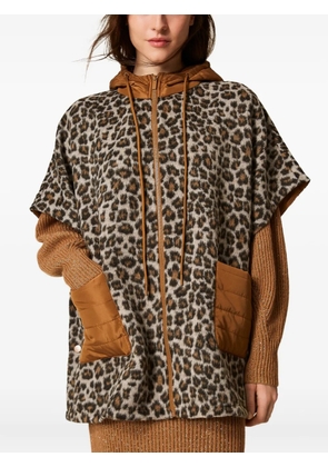 TWINSET leopard-print hooded jacket - Brown