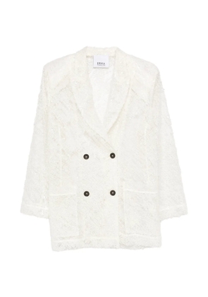 Erika Cavallini double-breasted fringed jacket - White
