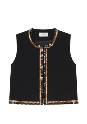 MALIPARMI round-neck beaded vest - Black