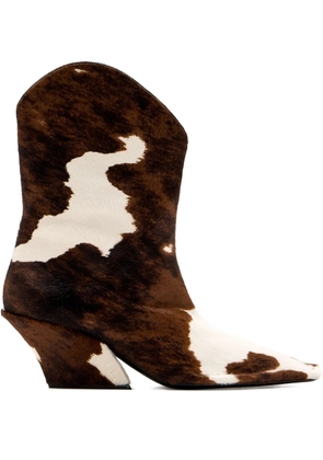 Mugler cowhide leather boots - Neutrals
